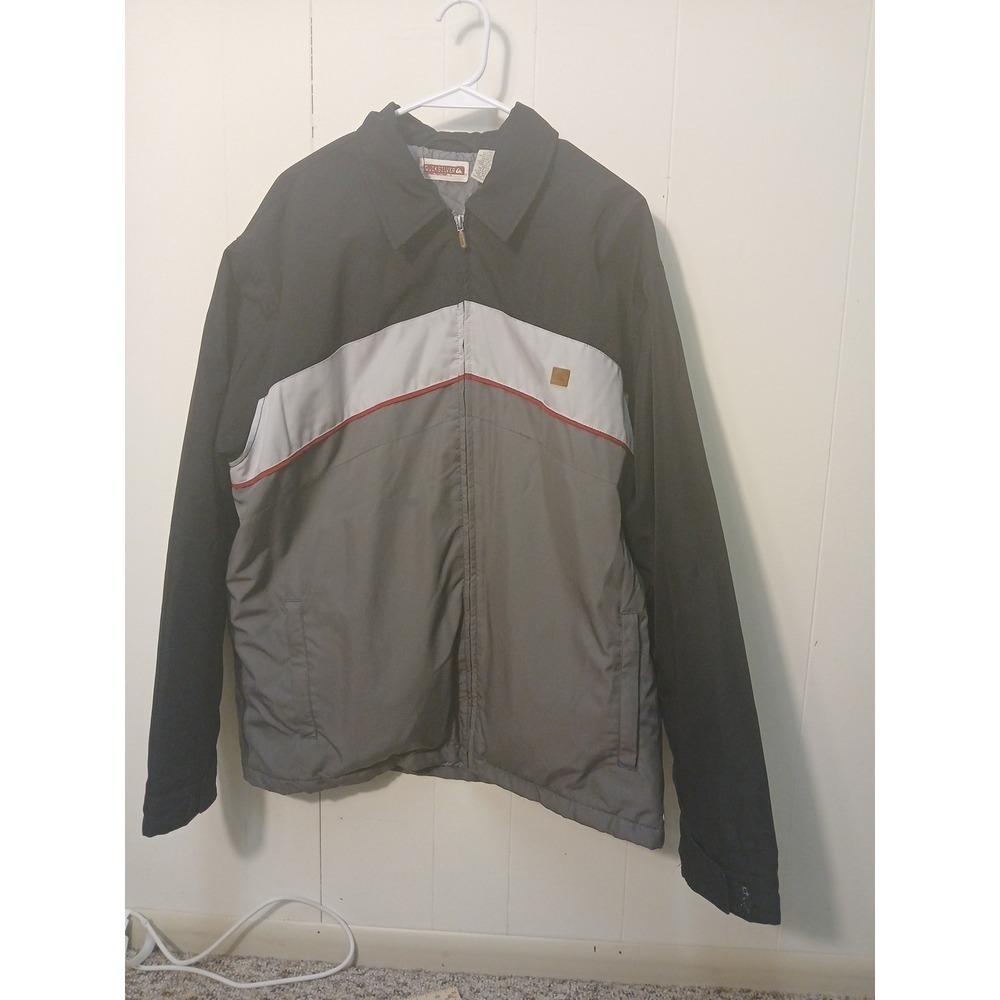 Quicksilver Mens Windbreaker Jacket Size Large Gray Black White!!